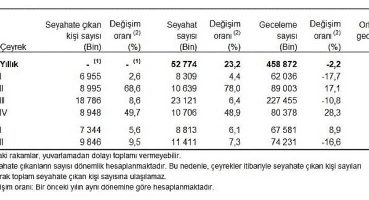 Yurt içinde ikamet eden 9 milyon 846 bin kişi seyahate çıktı