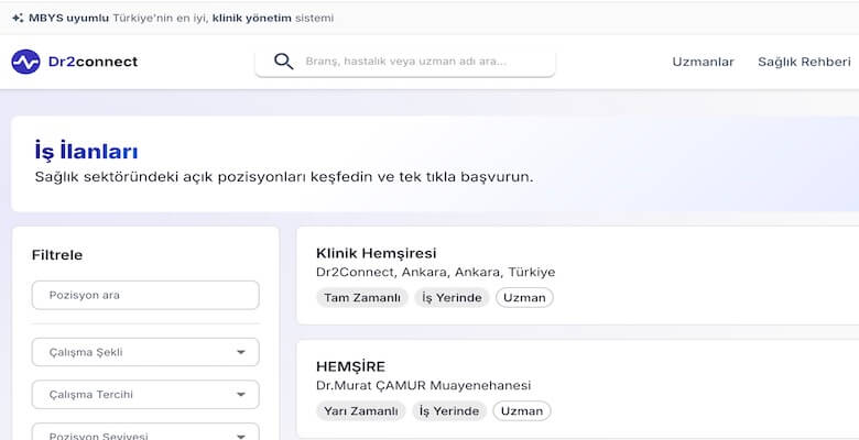 Dr2connect Kariyer Sağlık Hizmetleri İş İlanları 2026